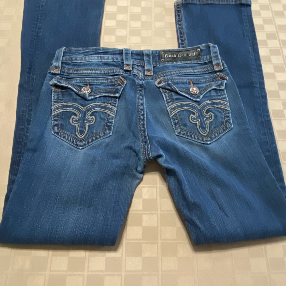 Rock Revival Women’s Jeans Deborah Denim Boot Cut Med Wash Size 29 (8) X 33 Long